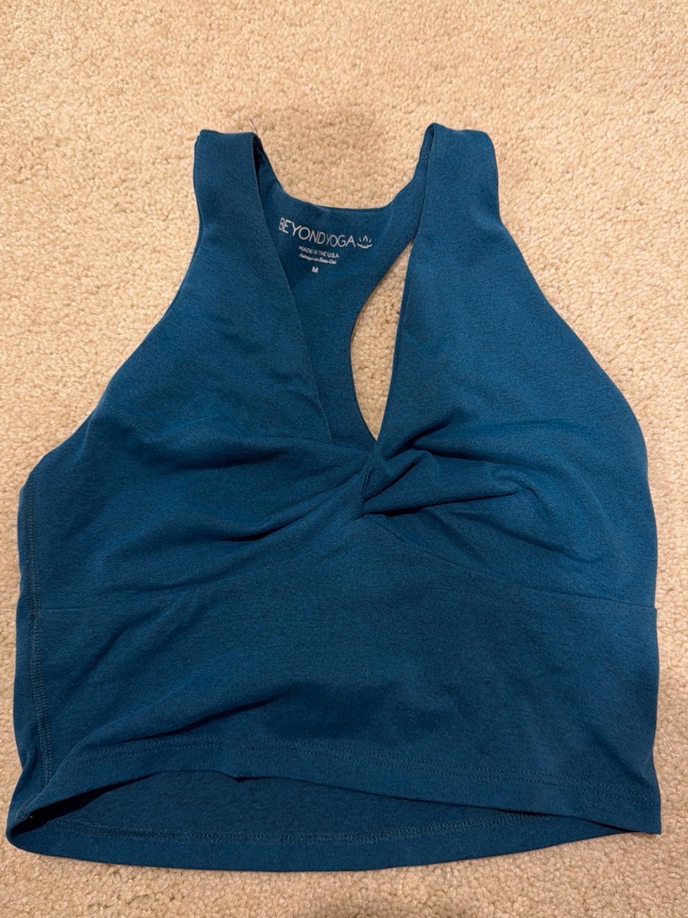 Beyond Yoga Teal Blue Scoop-Back Tank Top